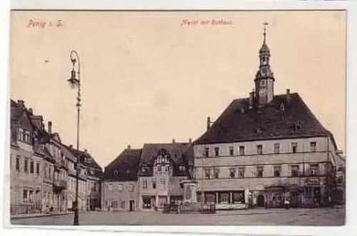 38965 Ak Penig i. Sa. Markt mit Rathaus 1933