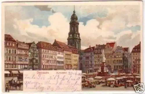 24636 Ak Dresden Altmarkt mit Marktständen 1904
