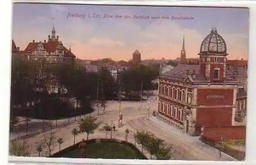 21442 Ak Freiberg Blick über den Postplatz 1917