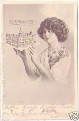 26008 Werbe-Ak Modekaufhaus Schneider Leipzig 1912