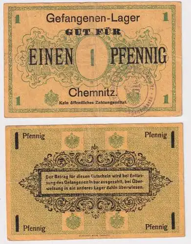 1 Pfennig Banknote Gefangenenlager Chemnitz 1.Weltkrieg (159271)