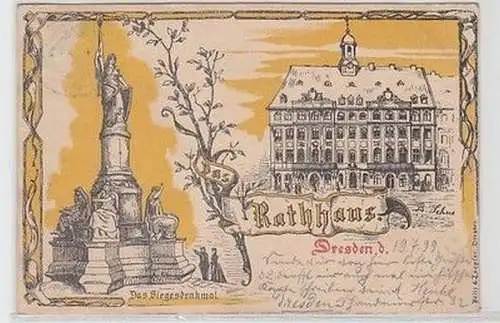 59404 Ak Dresden Rathaus und Siegesdenkmal 1899