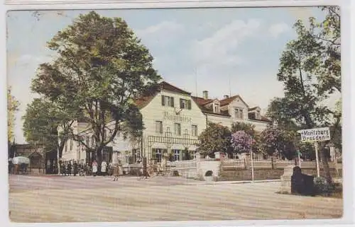 89324 Ak Bahnwiese Baumwiese Walgasthof Strecke Dresden Moritzburg 1914