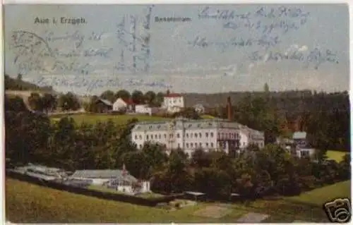 08906 Ak Aue im Erzgebirge Sanatorium 1921