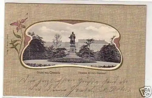 24930 Ak Gruss aus Chemnitz Theodor-Körner-Denkmal 1907