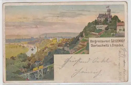 68654 Ak Lithographie Oberloschwitz bei Dresden Bergrestaurant Luisenhof 1899