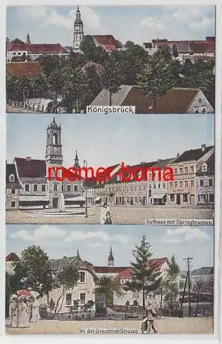 66927 Mehrbild Ak Königsbrück Dresdner Straße, Rathaus, Totalansicht um 1910