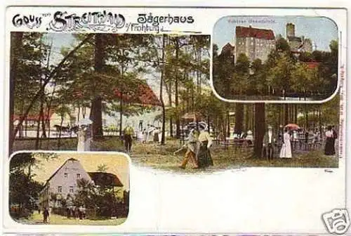 23662 Lithografie Gruss v. Jägerhaus Streitwald um 1910