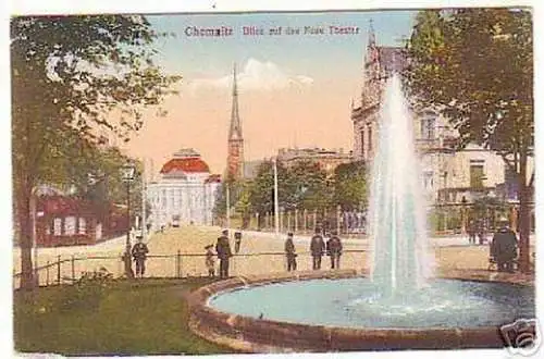 05478 Ak Chemnitz Blick auf das neue Theater 1918