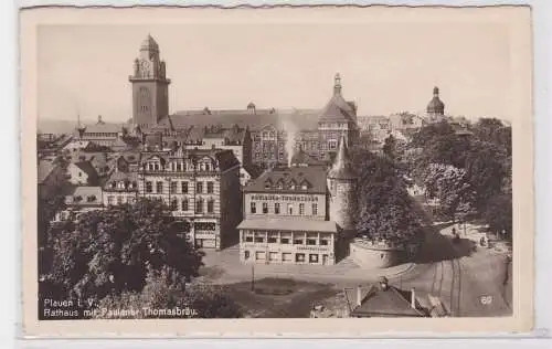 86503 Feldpost Ak Plauen i.V. Rathaus mit Paulaner Thomasbräu 1942