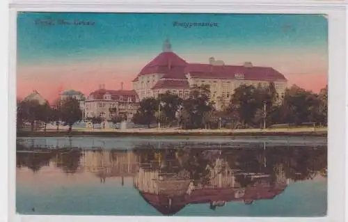 91323 AK Borna Bezirk Leipzig - Realgymnasium am Breiten Teich 1924