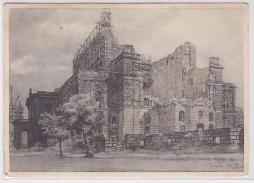 98114 Ak Dresden zerstörte Staatsoper Semperbau Rückansicht 1954