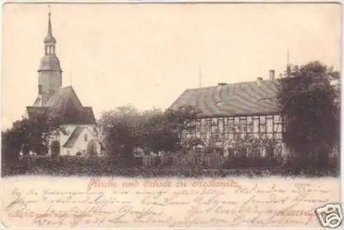 17522 Ak Kirche und Schule zu Neckanitz 1901