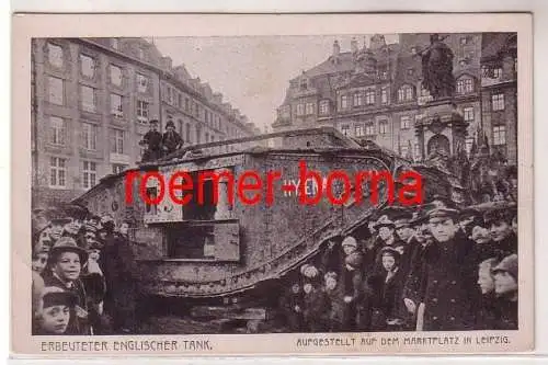 51810 Ak Erbeuteter englischer Tank auf dem Marktplatz in Leipzig um 1915