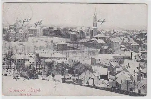 69107 Ak Eibenstock im Erzgebirge Totalansicht im Winter 1912