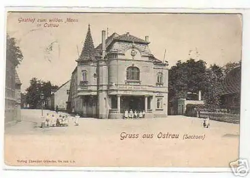 schöne Ak Gruss aus Ostrau in Sa. Gasthof 1902