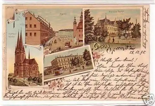 20544 Ak Lithographie Gruß aus Leipzig Hotel 1898