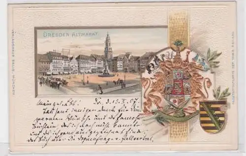 53201 Passe Partout Präge Ak Dresden Altmarkt 1907