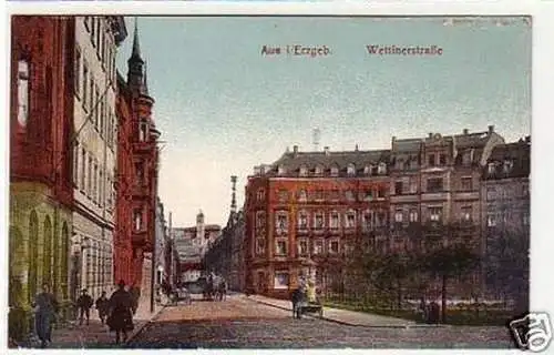 32945 Ak Aue im Erzgebirge Wettinerstraße um 1923