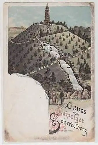 24/58 Ak Litho Gruss vom Leipziger Scherbelberg um 1900