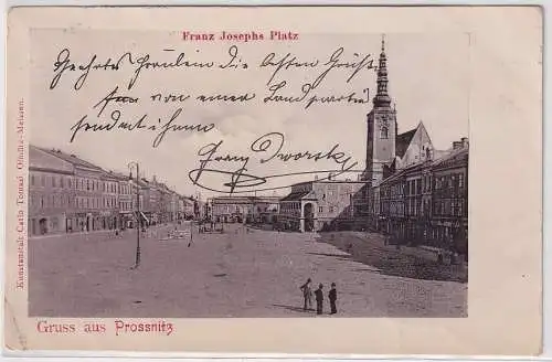 88952 AK Gruss aus Prossnitz (Prostějov) - Franz Josephs Platz 1905