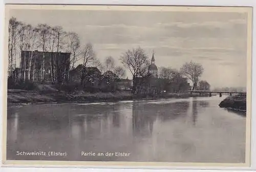 53687 Ak Schweinitz (Elster) Partie an der Elster 1933