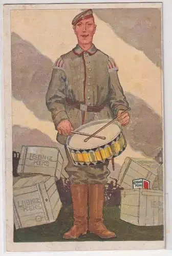 47367 Feldpostkarte Reklame Bahlsens Keks-Fabrik Hannover Leibniz Keks um 1915