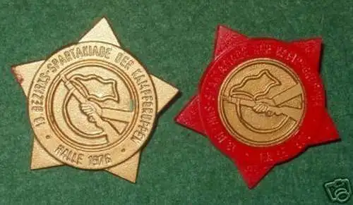 2 DDR Abzeichen Spartakiade der Kampfgruppen Halle 1976