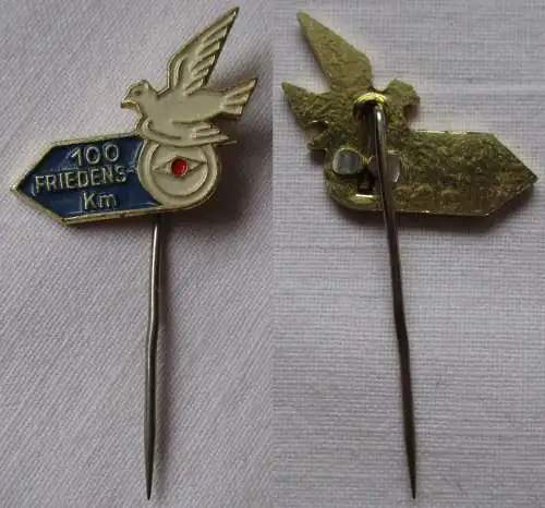 DDR Anstecknadel 100 Friedenskilometer mit Friedenstaube (145131)