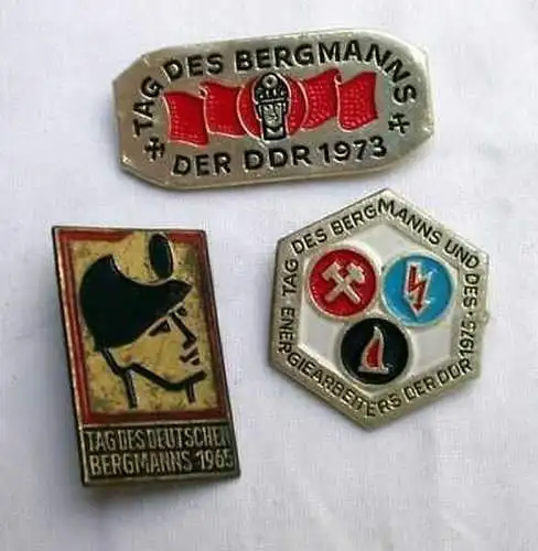 3 x DDR Abzeichen Tag des Bergmanns 1965, 1973, 1975