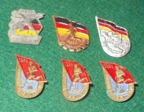 6x DDR Sportabzeichen aus Blech 1952 bis 1954