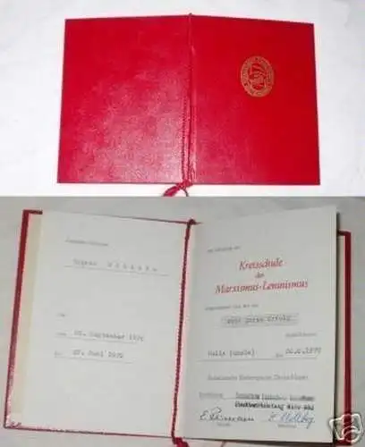 DDR Urkunde der Kreisschule Marxismus-Leninismus 1979