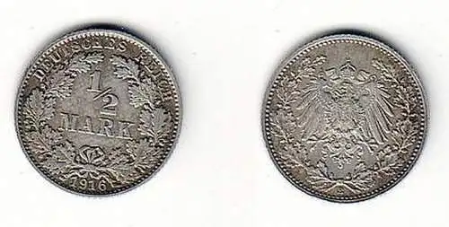 1/2 Mark Silber Münze Kaiserreich 1916 E