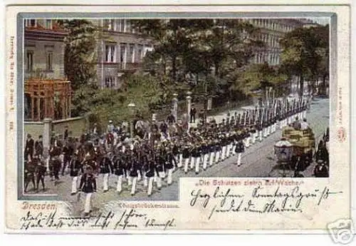 08764 Ak Dresden Wachaufzug Königsbrückerstrasse 1901