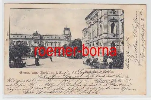 74080 Ak Gruß aus Zwickau in Sachsen Post und Albertplatz 1901