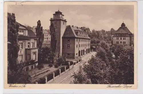 91983 Ak Werdau in Sachsen Feuerwehr Depot 1931