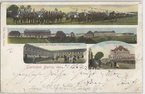 92623 Mehrbild Ak Borna Garnison Kasernen 1902