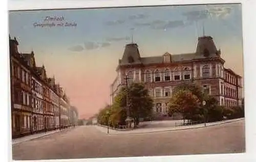 40968 Ak Limbach Georgstrasse mit Schule um 1910