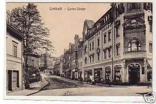 32785 Ak Limbach Gartenstraße mit Geschäften 1910