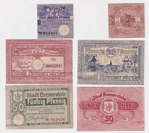 25 & 2x 50 Pfennig Banknoten Notgeld Stadt Bremervörde 1.4.1920 (169008)