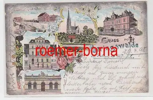74886 Ak Lithografie Gruss aus Geringswalde Bahnhof, Krankenhaus usw. 1898