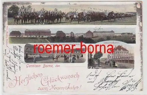 83713 Mehrbild Ak Garnison Borna Neuhjahrswünsche 1901