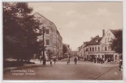 93227 Ak Crimmitschau in Sachsen Leipziger Strasse um 1930