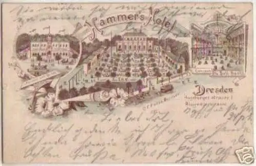 13684 Ak Lithographie Dresden Hammers Hotel 1897