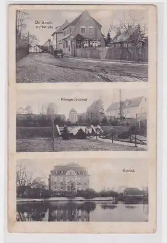 73635 Mehrbild Ak Deutzen Dorfstraße, Kriegerdenkmal, Schloß 1926