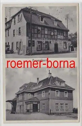 78596 Mehrbild Ak Espenhain Bahnhof und Kolonialwarenladen um 1940