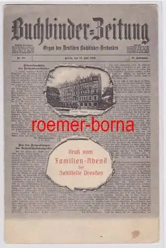82914 Zeitungs Ak Gruß vom Familienabend der Zahlstelle Dresden 1905