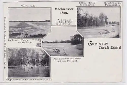 86599 Mehrbild Ak Gruß aus der Seestadt Leipzig Hochwasser 1899