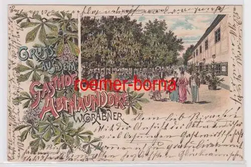 87356 Ak Lithographie Gruß aus dem Gasthof Abtnaundorf 1898