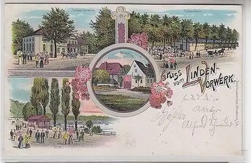 63948 Ak Lithographie Gruß vom Linden Vorwerk 1901